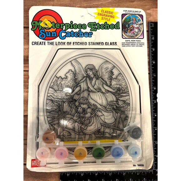 1996 Masterpiece Etched Sun Catcher Kit "The Guardian" Paint By Numbers 38820 - Picture 1 of 2
